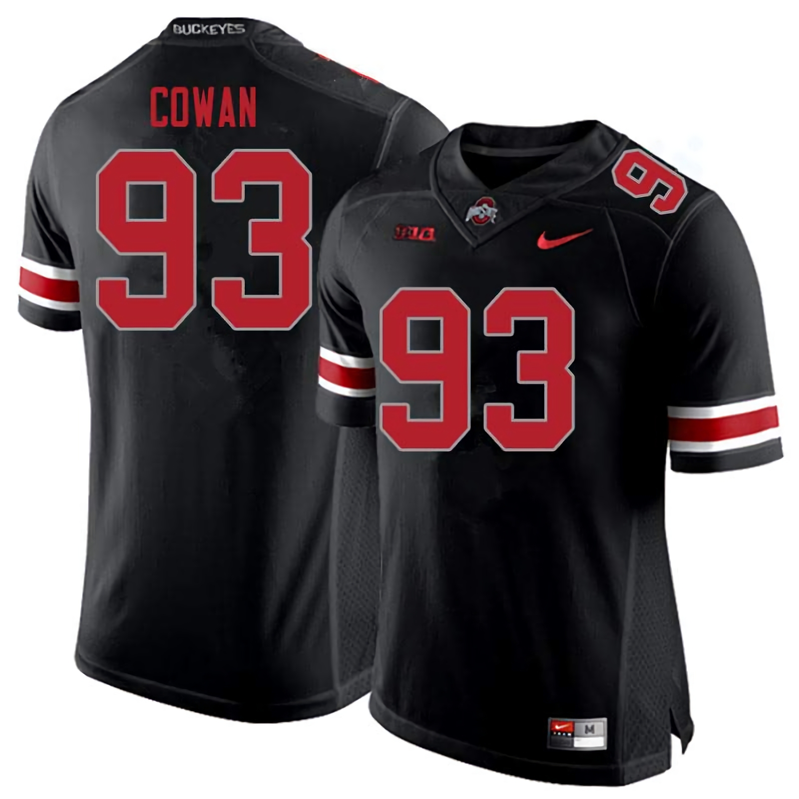 Jacolbe Cowan Ohio State Buckeyes Men's NCAA #93 Nike Blackout College Stitched Football Jersey CNK4056DL